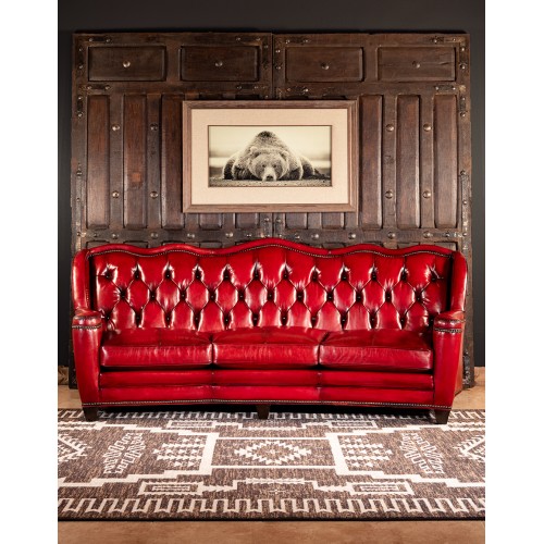 At Auction: Arizona Leather Co Modern Leather Sofa & Ottoman