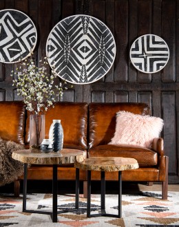 Modern Rustic Style Leather Sofa mountain modern leather sofa with exposed wood arms