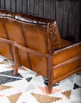 Modern Rustic Style Leather Sofa mountain modern leather sofa with exposed wood arms