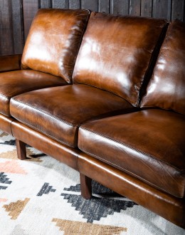 Modern Rustic Style Leather Sofa mountain modern leather sofa with exposed wood arms