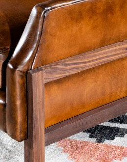 Modern Rustic Style Leather Sofa mountain modern leather sofa with exposed wood arms