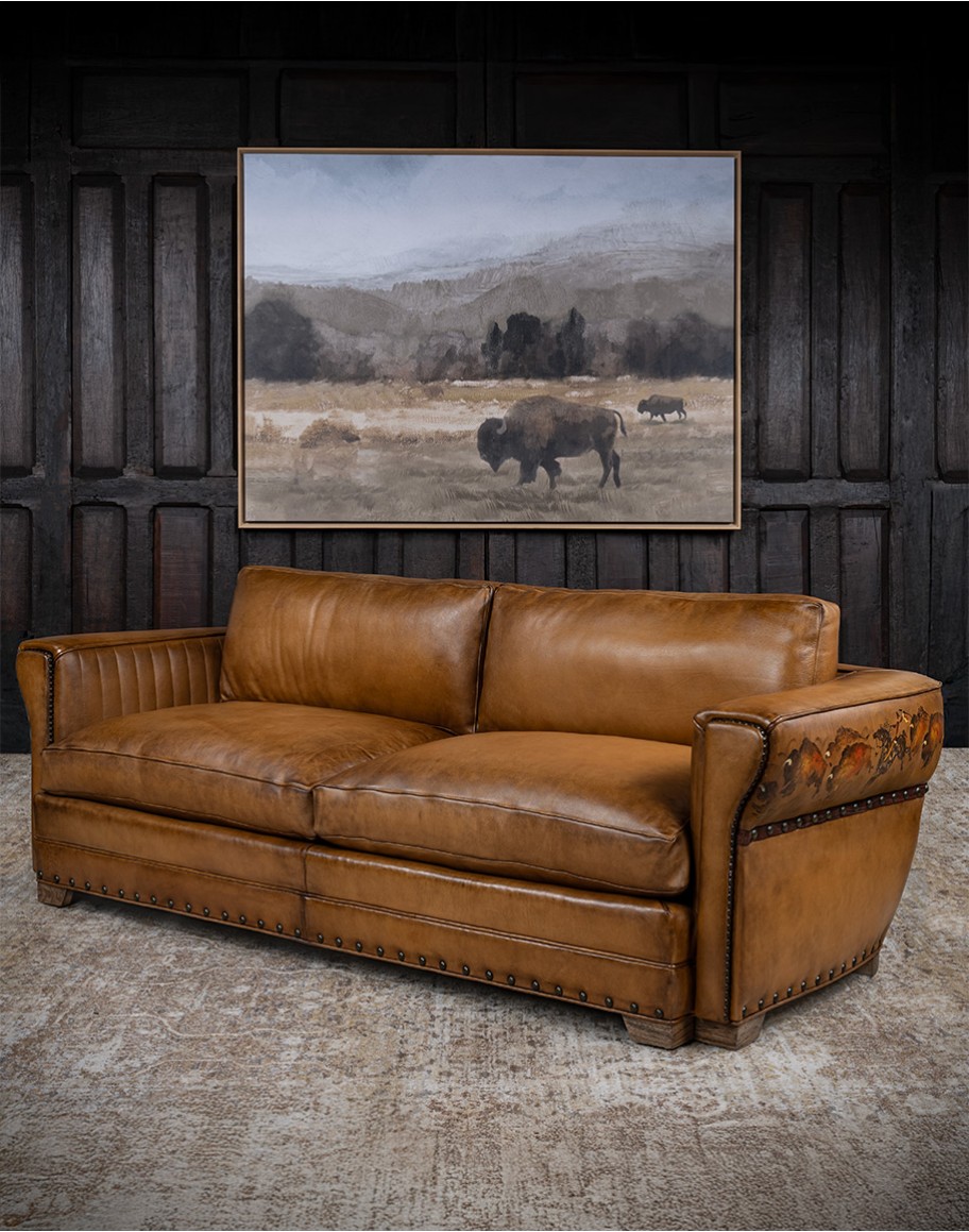 Painted Bison Leather Sofa