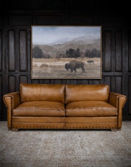 Painted Bison Leather Sofa