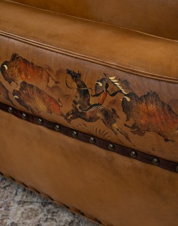Painted Bison Leather Sofa