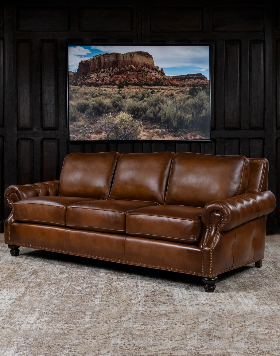 Prescott Brown Leather Sofa