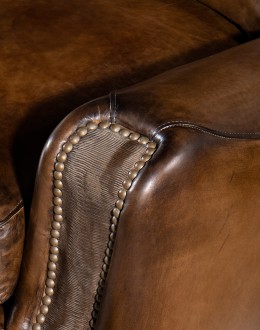 Rio Ranchero Sofa modern rustic style dining chair with fabric and leather seat cushion