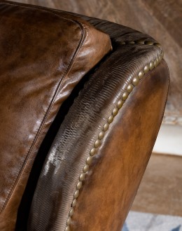 Rio Ranchero Sofa modern rustic style dining chair with fabric and leather seat cushion