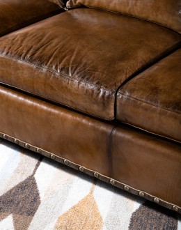 Rio Ranchero Sofa modern rustic style dining chair with fabric and leather seat cushion