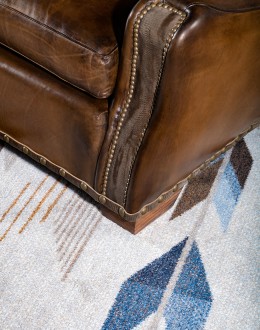 Rio Ranchero Sofa modern rustic style dining chair with fabric and leather seat cushion