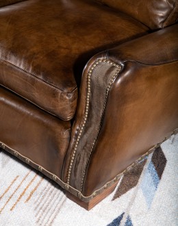 Rio Ranchero Sofa modern rustic style dining chair with fabric and leather seat cushion