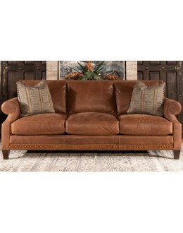 distressed brown leather sofa