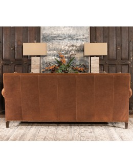 distressed brown leather sofa