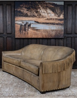 Syndey Chaps Western Fringe Leather Sofa