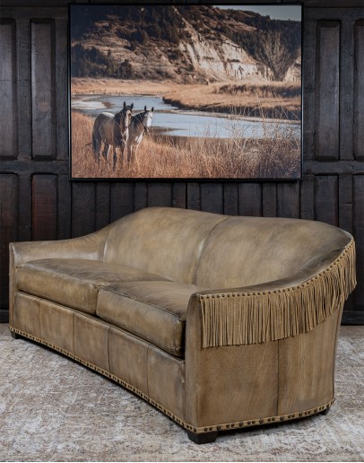 Syndey Chaps Western Fringe Leather Sofa