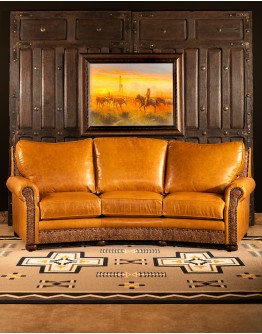 Texas Ranch Curved Leather Sofa