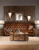 high end leather sofa with tufted back, hand burnished leather chesterfield sofa
