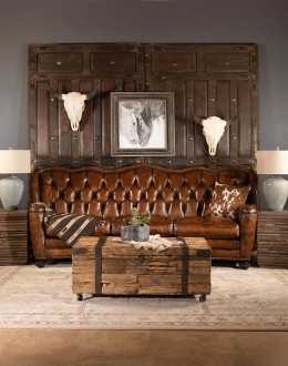 high end leather sofa with tufted back, hand burnished leather chesterfield sofa