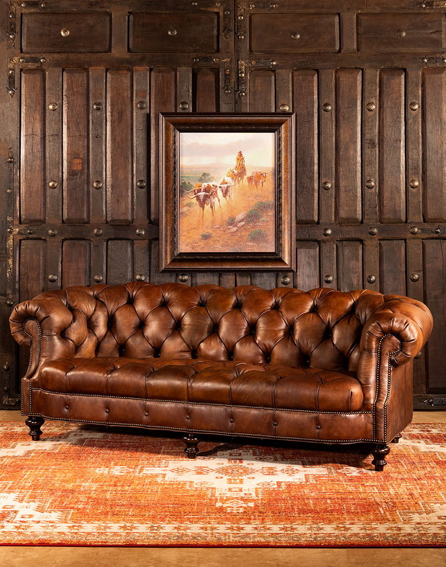 Viaje franja Tengo una clase de ingles Winchester Tufted Leather Sofa | American Made | Adobe I ...