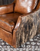 western style leather swivel chair with full grain leather and brindle cowhide
