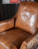 western style leather swivel chair with full grain leather and brindle cowhide