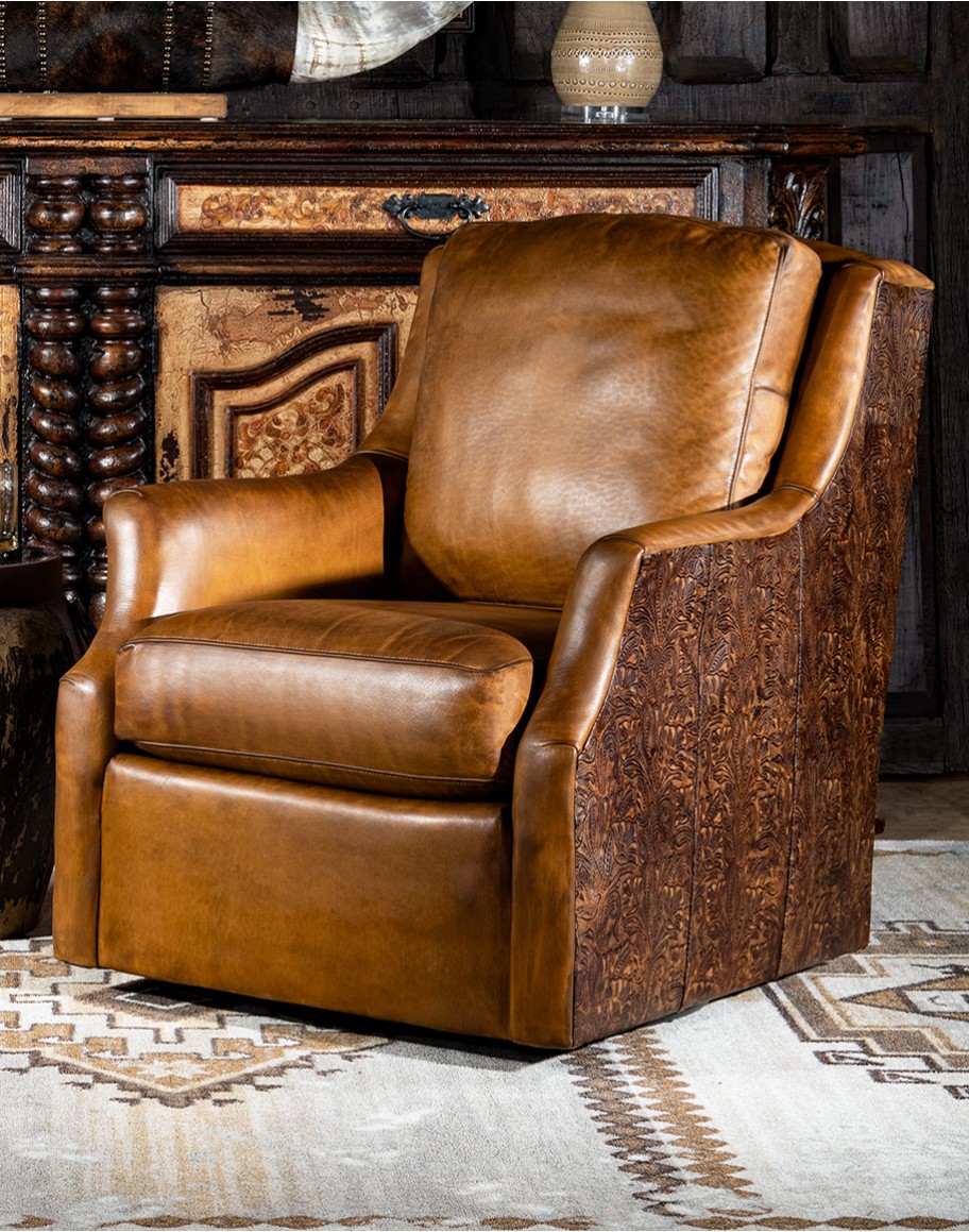 western style leather swivel chair