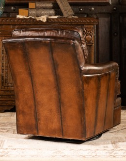 leather chair with a boot stitch design on seat back