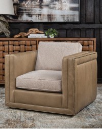 Bryce Sand Leather Swivel Chair