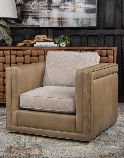 Bryce Sand Leather Swivel Chair