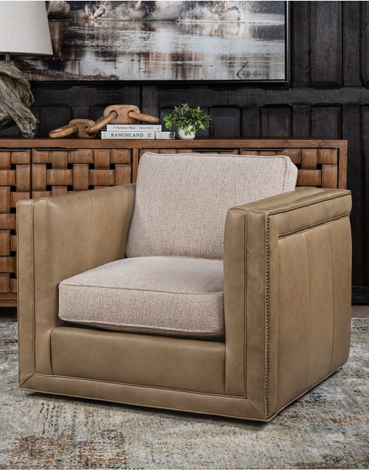 Bryce Sand Leather Swivel Chair
