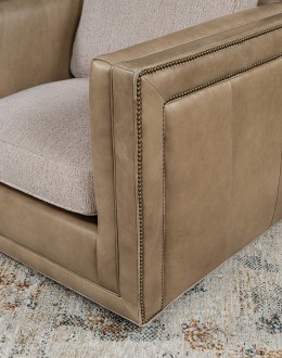 Bryce Sand Leather Swivel Chair