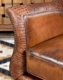 hand burnished leather swivel and glider chair,saddle leather chair