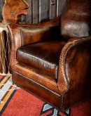 hand burnished leather swivel and glider chair,saddle leather chair