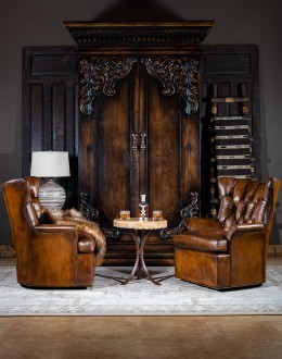 Dakota Tufted Swivel Chair fine western style living room swivel chair,saddle leather swivel chair