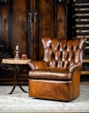 fine western style living room swivel chair,saddle leather swivel chair