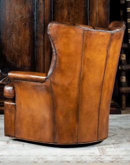 Dakota Tufted Swivel Chair fine western style living room swivel chair,saddle leather swivel chair