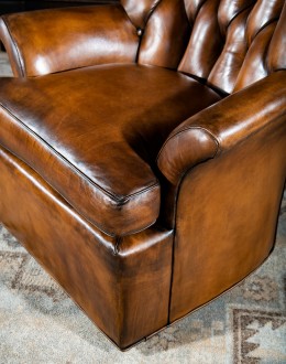 Dakota Tufted Swivel Chair fine western style living room swivel chair,saddle leather swivel chair