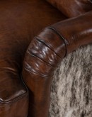 dakota swivel chair,swivel glider chair with saddle leather and brindle cowhide on outside