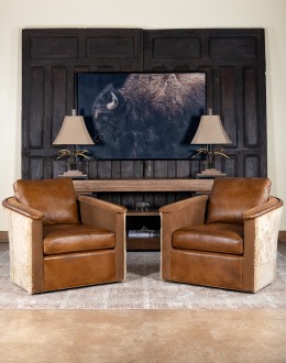 Horseshoe Leather Swivel Chair