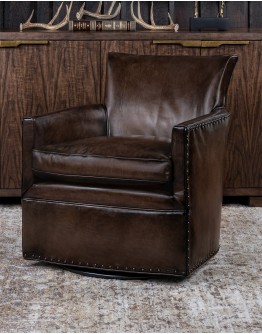 Jackson Smoke Leather Swivel Chair