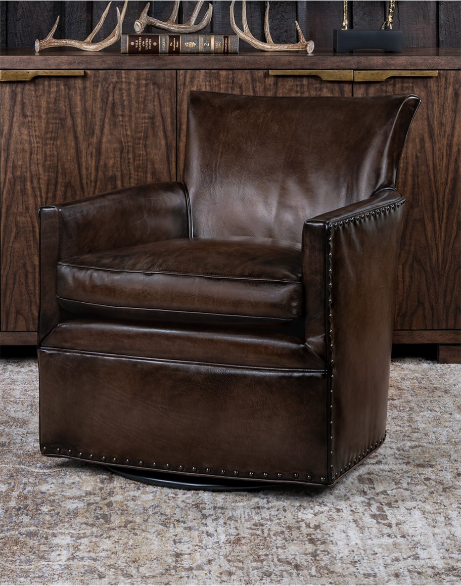 Jackson Smoke Leather Swivel Chair