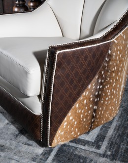 western style swivel chair with axis deer hide and white leather