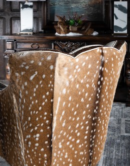 western style swivel chair with axis deer hide and white leather