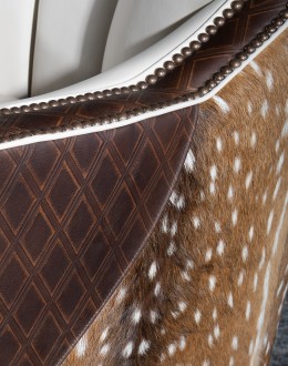 western style swivel chair with axis deer hide and white leather