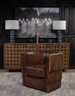 Maverick Fringe Leather Swivel Chair