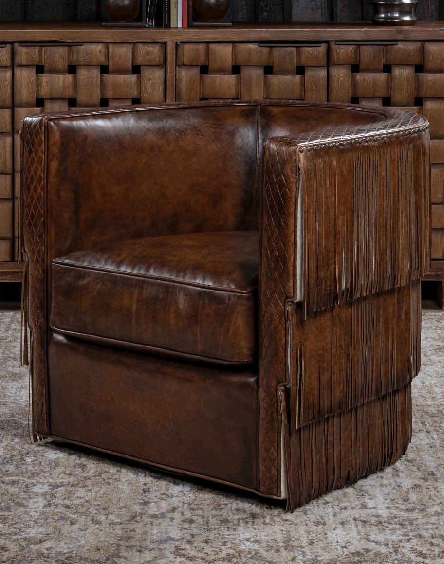 Maverick Fringe Leather Swivel Chair