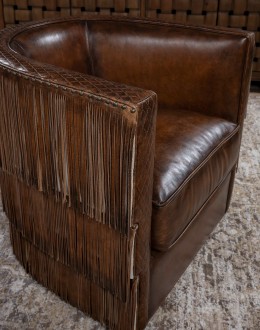 Maverick Fringe Leather Swivel Chair