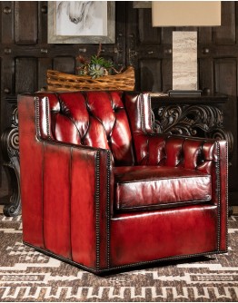 Oakley Red Leather Swivel Chair