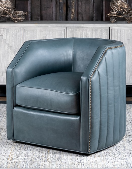Oliver Sky Leather Swivel Chair