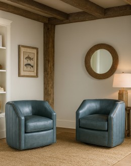 Oliver Sky Leather Swivel Chair