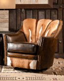 leather chair with deer hide